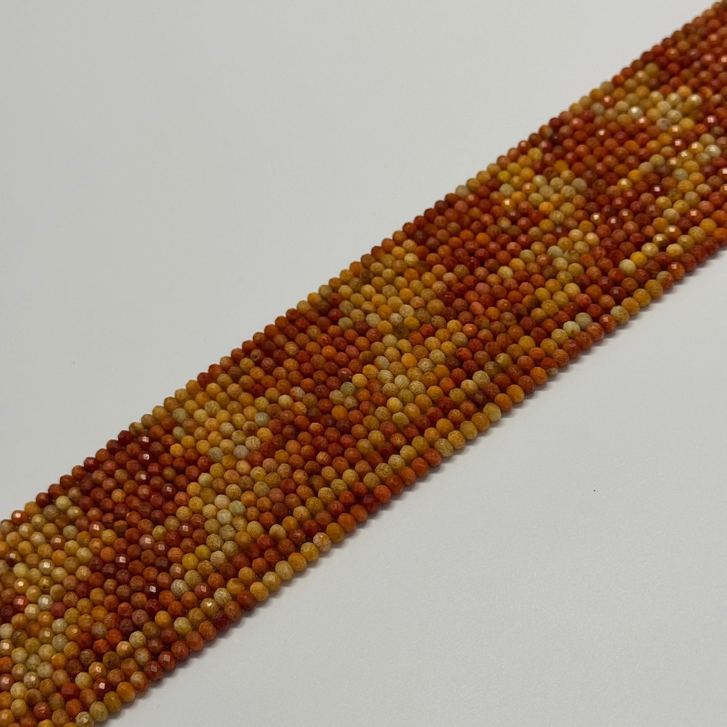 Orange Coral Faceted Rondelle Gemstone Beads (AA Quality)