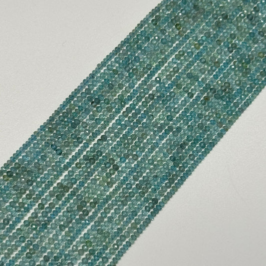 Blue Apatite Faceted Rondelle Beads