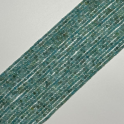 Blue Apatite Faceted Rondelle Beads