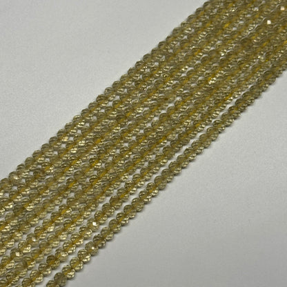 Lemon Quartz Faceted Rondelle Gemstone Beads (AA Quality)