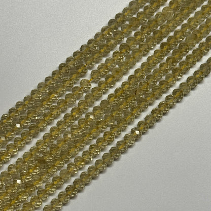 Lemon Quartz Faceted Rondelle Gemstone Beads (AA Quality)