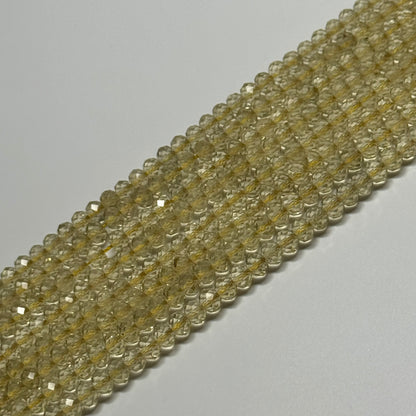 Lemon Quartz Faceted Rondelle Gemstone Beads (AA Quality)