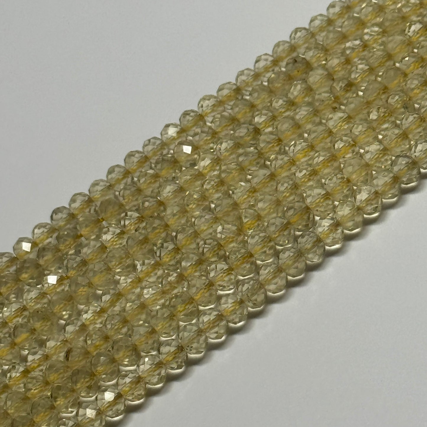 Lemon Quartz Faceted Rondelle Gemstone Beads (AA Quality)