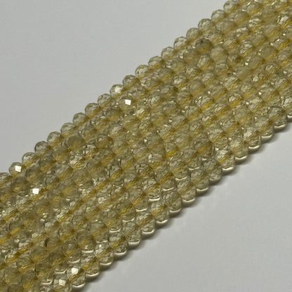 Lemon Quartz Faceted Rondelle Gemstone Beads (AA Quality)