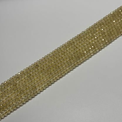 Lemon Quartz Faceted Rondelle Gemstone Beads (AA Quality)