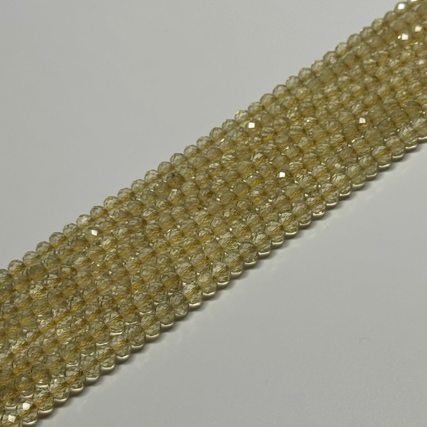 Lemon Quartz Faceted Rondelle Gemstone Beads (AA Quality)