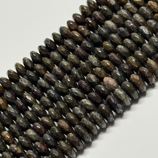 Bronzite Faceted Rondelle Gemstone Beads