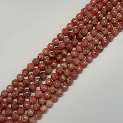 Rhodochrosite Polished Round Beads - (AAA Quality)