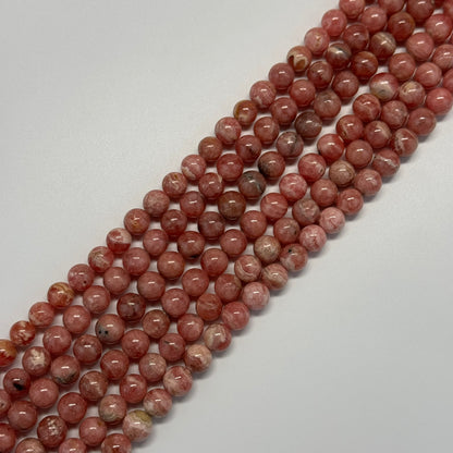 Rhodochrosite Polished Round Beads - (AAA Quality)