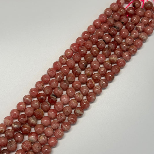 Rhodochrosite Polished Round Beads - (AAA Quality)