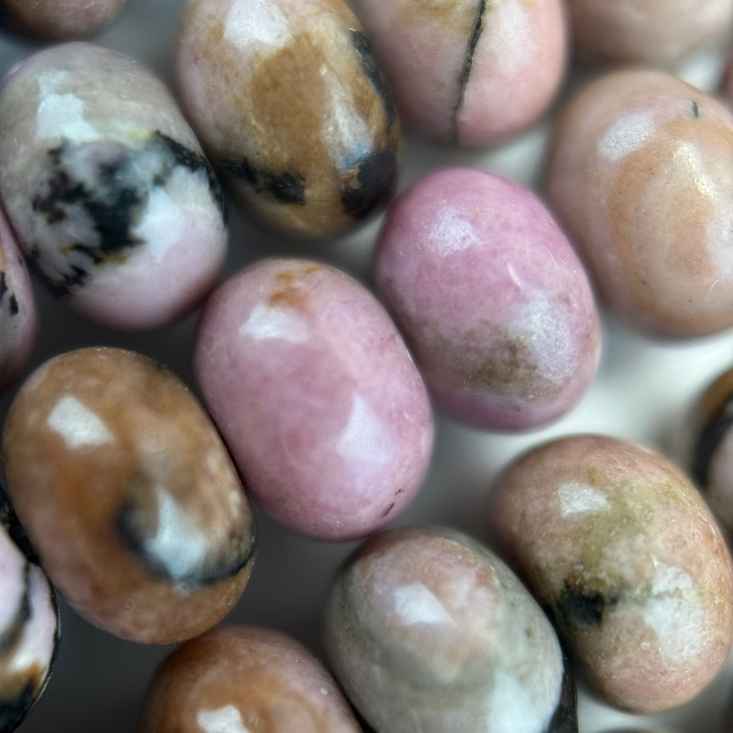 Dendritic Rhodonite Polished Rondelle Beads