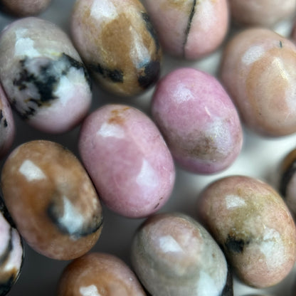 Dendritic Rhodonite Polished Rondelle Beads