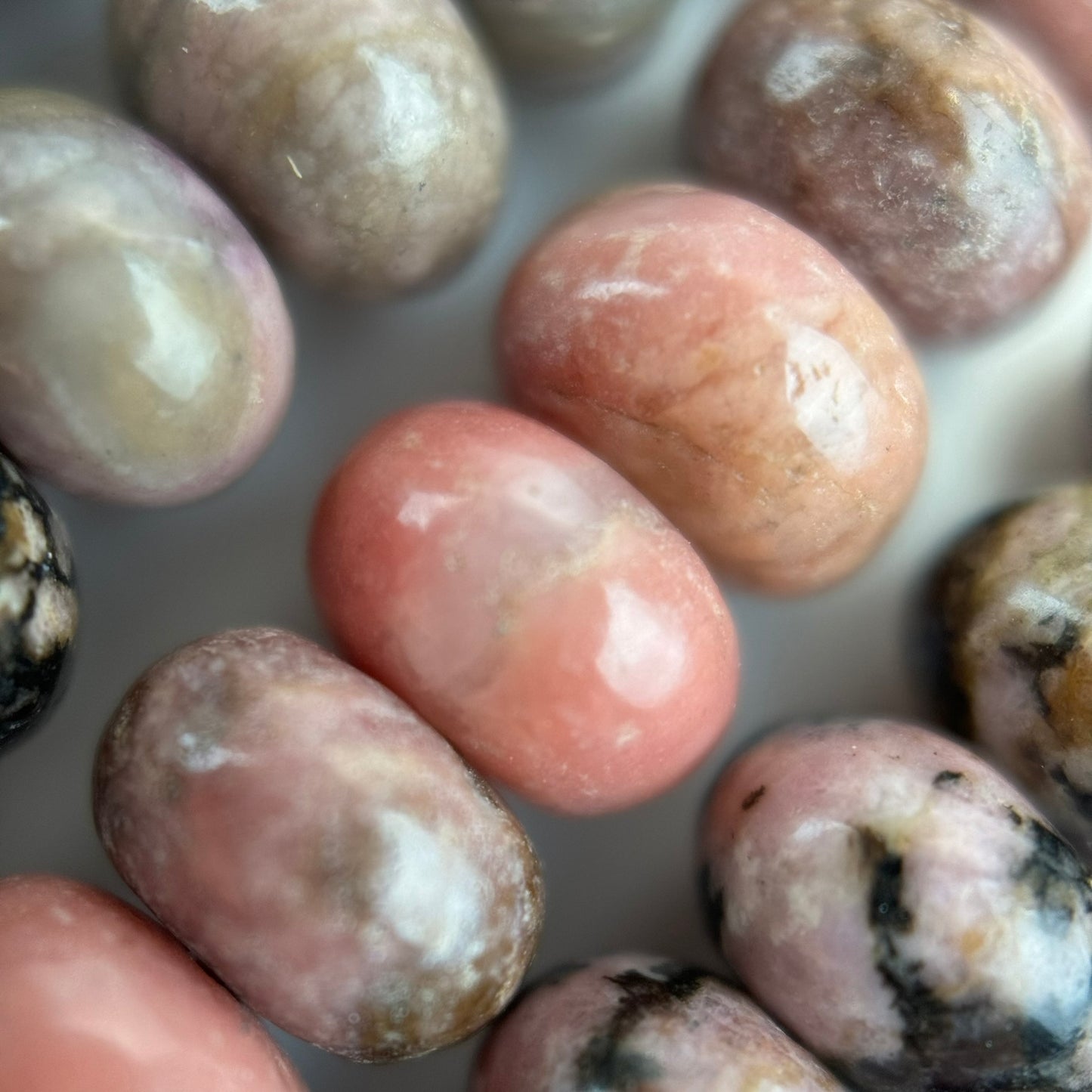 Dendritic Rhodonite Polished Rondelle Beads