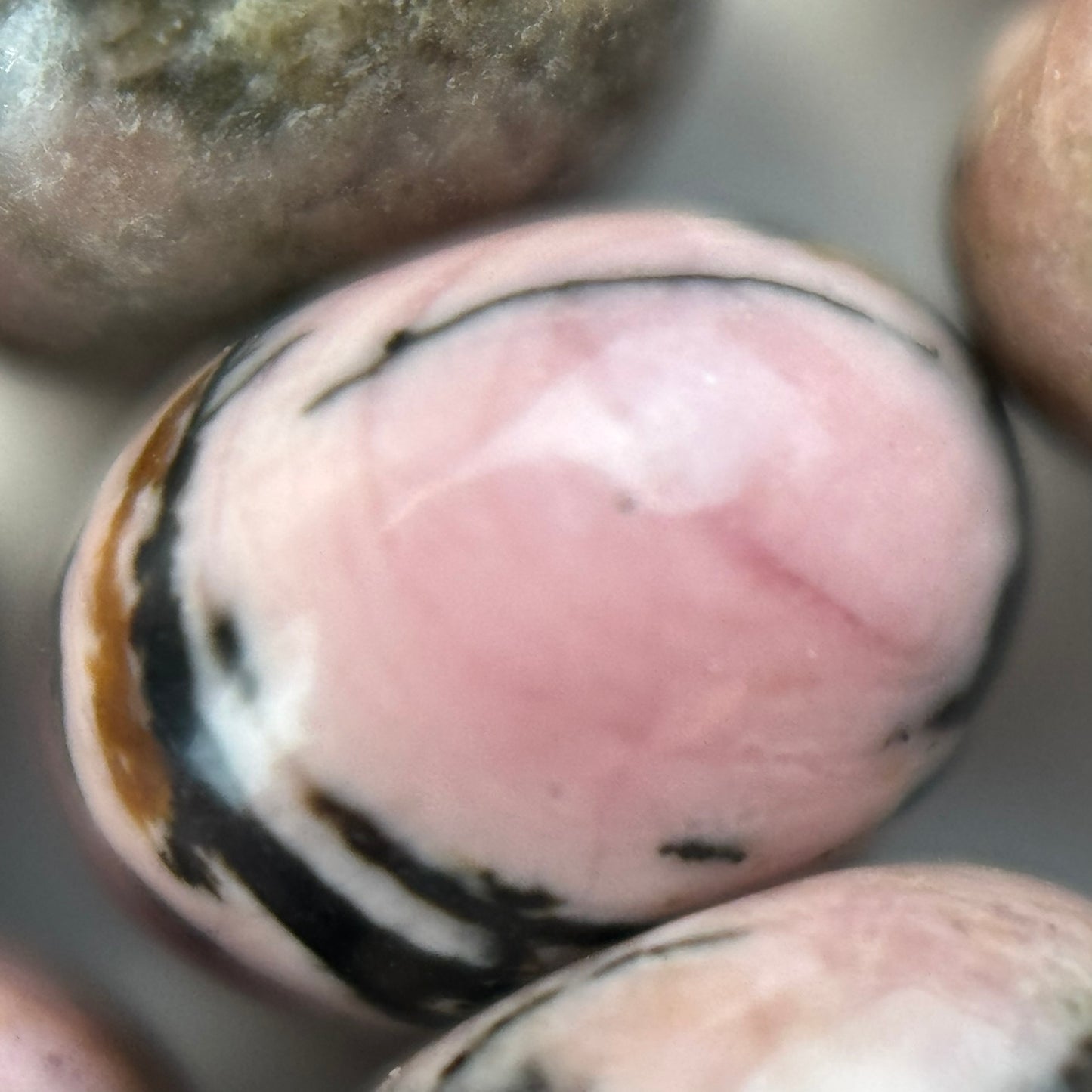 Dendritic Rhodonite Polished Rondelle Beads