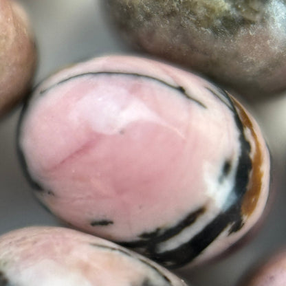 Dendritic Rhodonite Polished Rondelle Beads