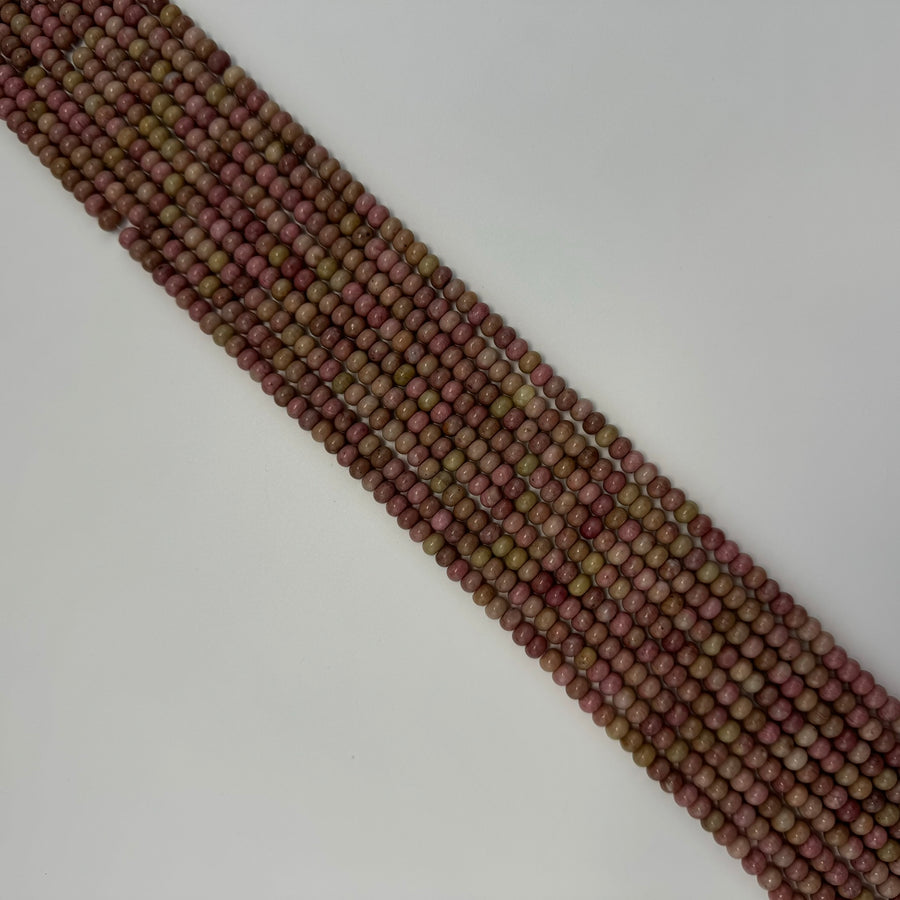Pink Rhodonite Polished Rondelle Beads (A Quality)