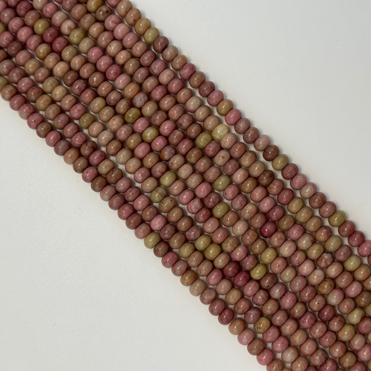Pink Rhodonite Polished Rondelle Beads (A Quality)