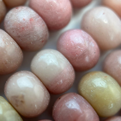 Pink Rhodonite Polished Rondelle Beads - (A Quality)