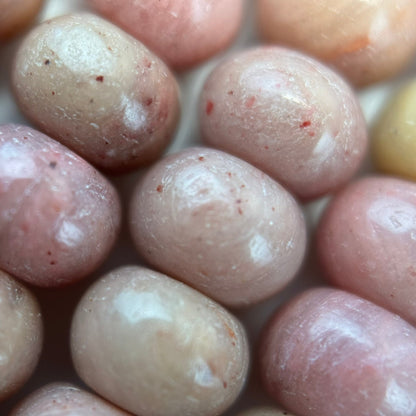 Pink Rhodonite Polished Rondelle Beads - (A Quality)