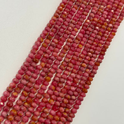 Brazilian Rhodonite Faceted Rondelle Beads - (A Quality)