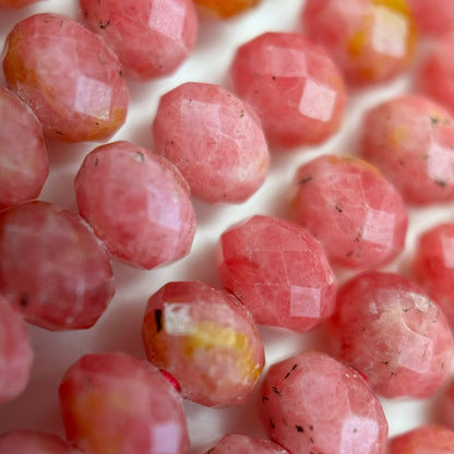 Brazilian Rhodonite Faceted Rondelle Beads - (A Quality)