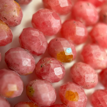 Brazilian Rhodonite Faceted Rondelle Beads - (A Quality)