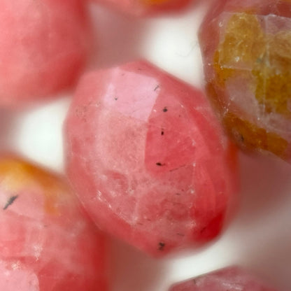 Brazilian Rhodonite Faceted Rondelle Beads - (A Quality)
