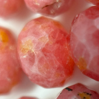 Brazilian Rhodonite Faceted Rondelle Beads - (A Quality)