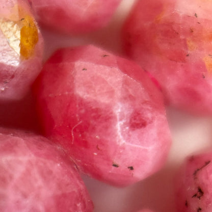 Brazilian Rhodonite Faceted Rondelle Beads - (A Quality)