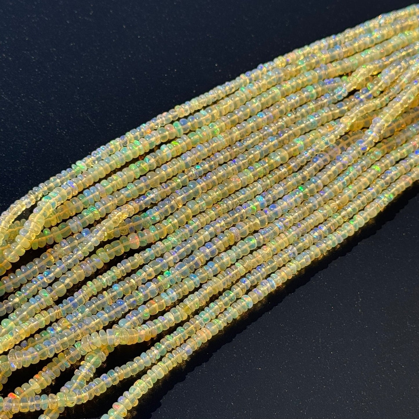 Ethiopian Opal Polished Rondelle Gemstone Beads