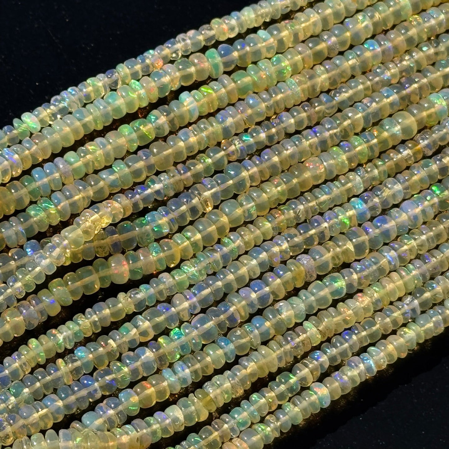 Ethiopian Opal Polished Rondelle Gemstone Beads