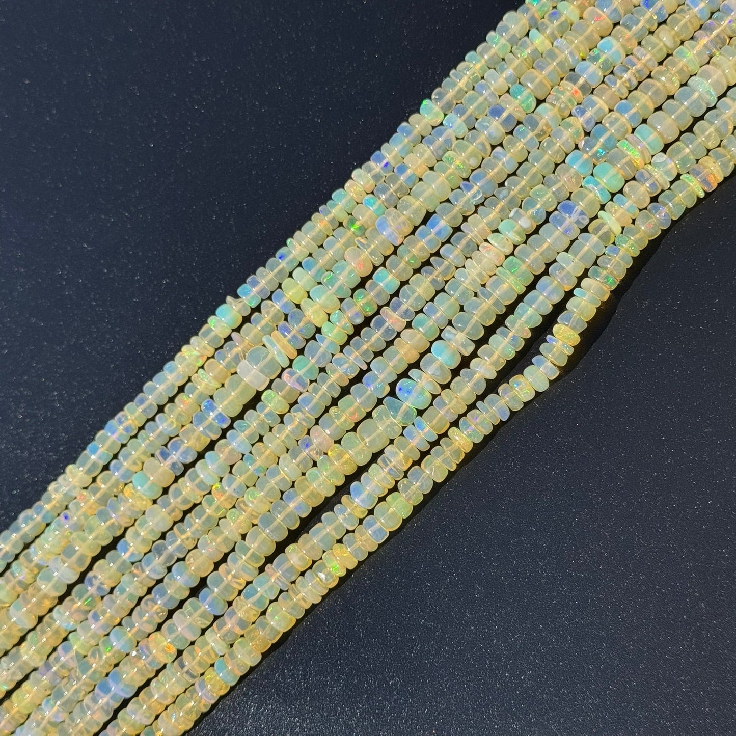 Ethiopian Opal Polished Rondelle Gemstone Beads