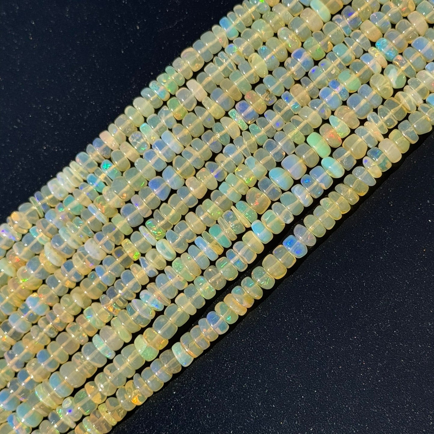 Ethiopian Opal Polished Rondelle Gemstone Beads