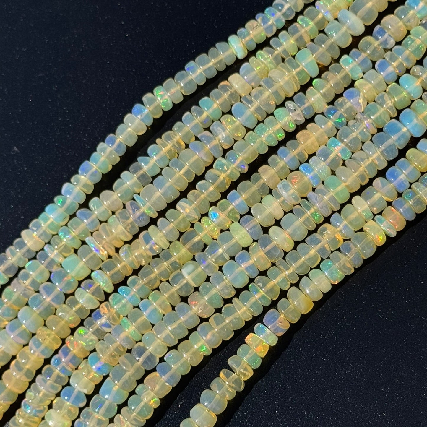 Ethiopian Opal Polished Rondelle Gemstone Beads