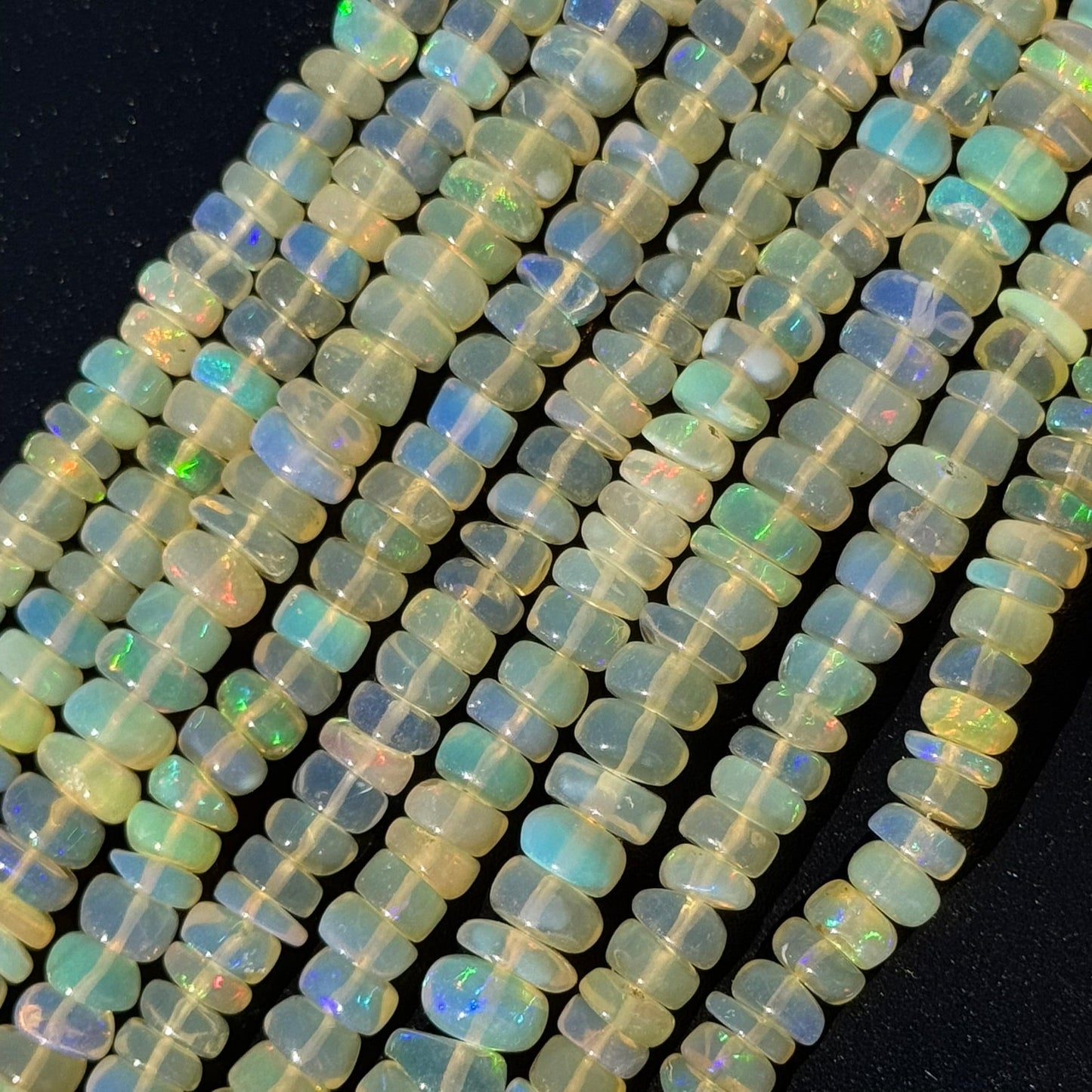 Ethiopian Opal Polished Rondelle Gemstone Beads