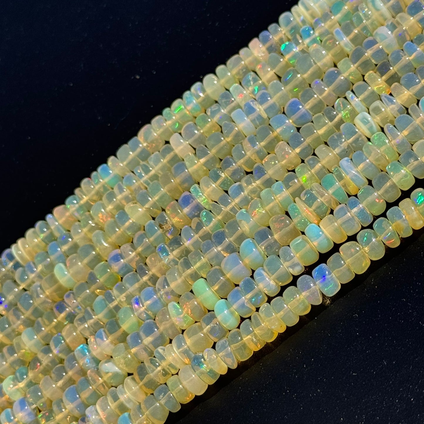 Ethiopian Opal Polished Rondelle Gemstone Beads