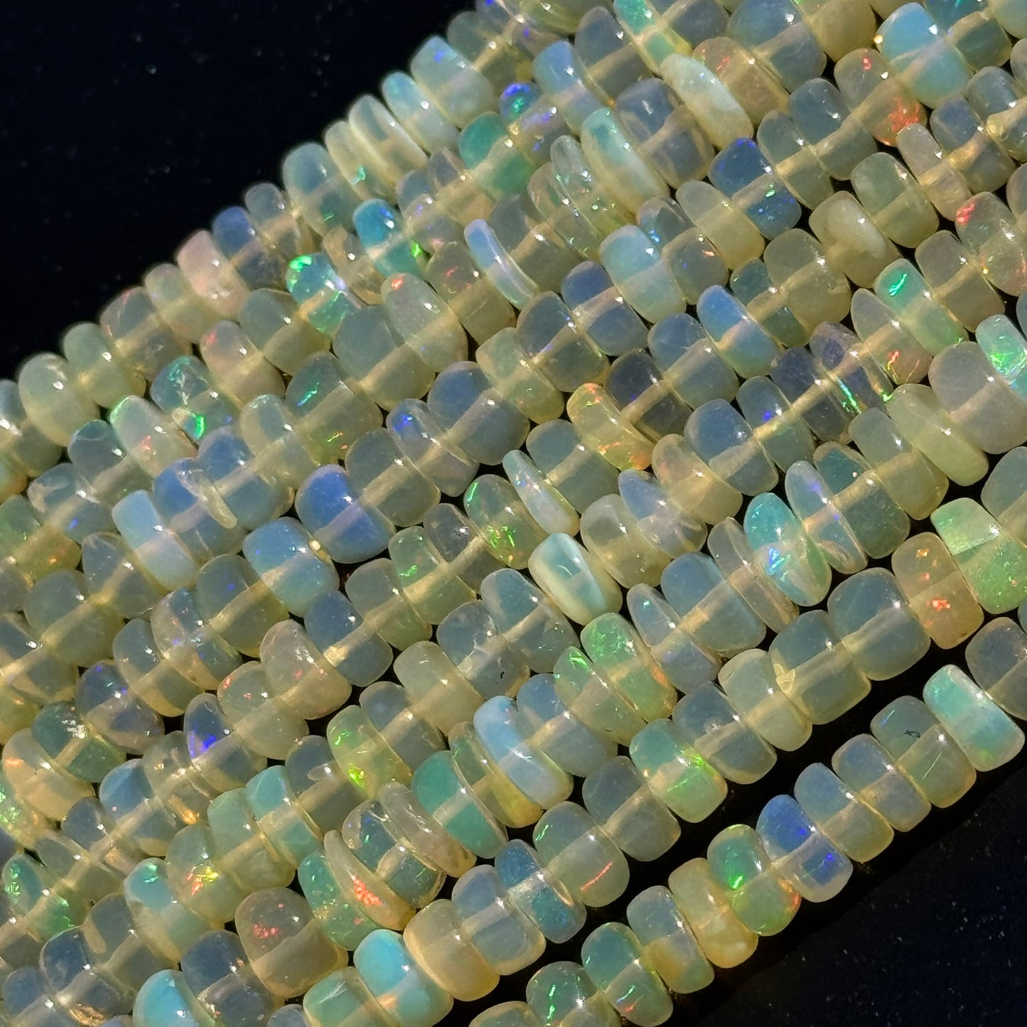 Ethiopian Opal Polished Rondelle Gemstone Beads