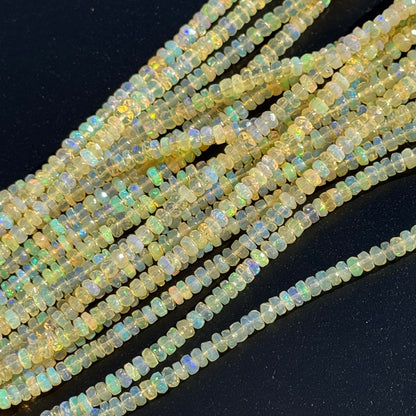 Ethiopian Opal Faceted Rondelle Gemstone Beads