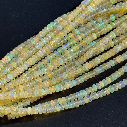 Ethiopian Opal Faceted Rondelle Gemstone Beads