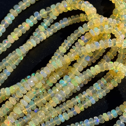 Ethiopian Opal Faceted Rondelle Gemstone Beads