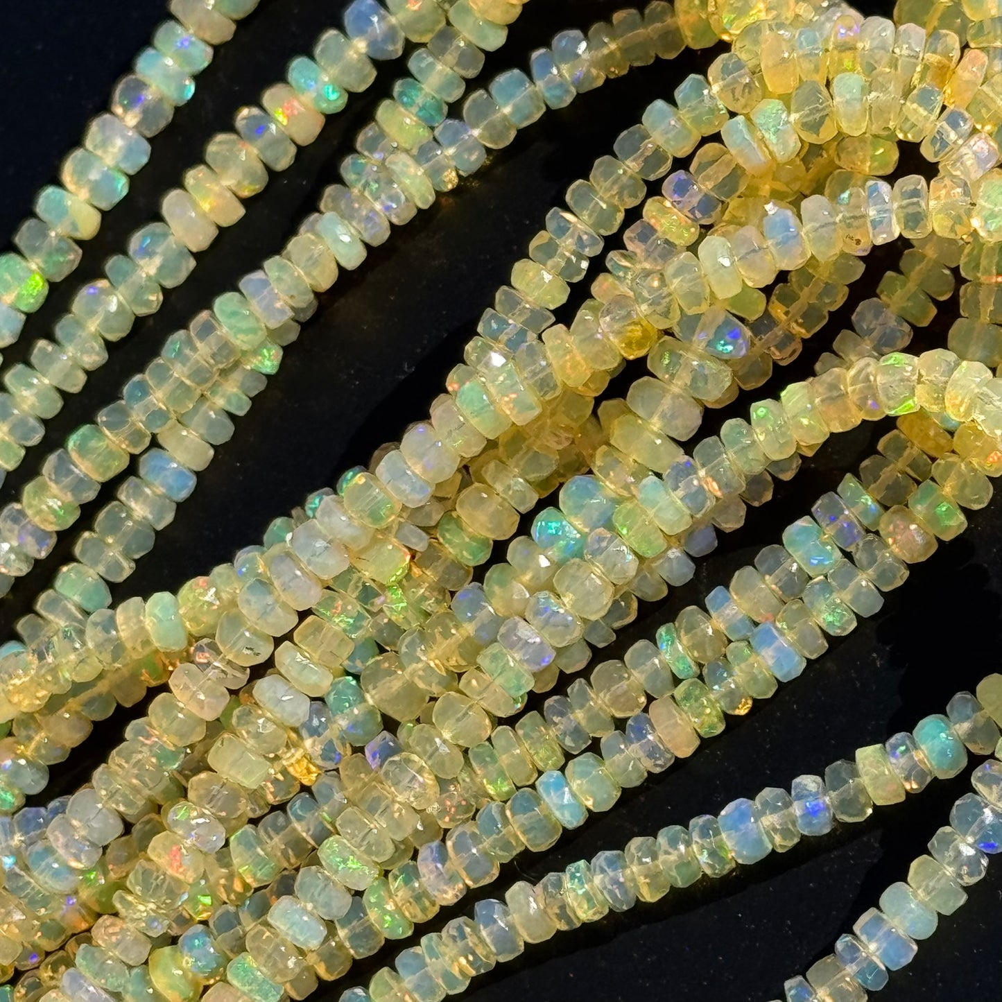 Ethiopian Opal Faceted Rondelle Gemstone Beads