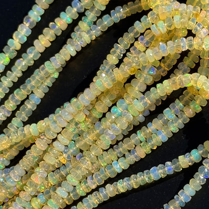 Ethiopian Opal Faceted Rondelle Gemstone Beads