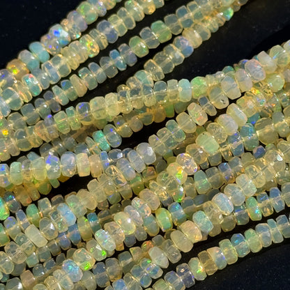 Ethiopian Opal Faceted Rondelle Gemstone Beads