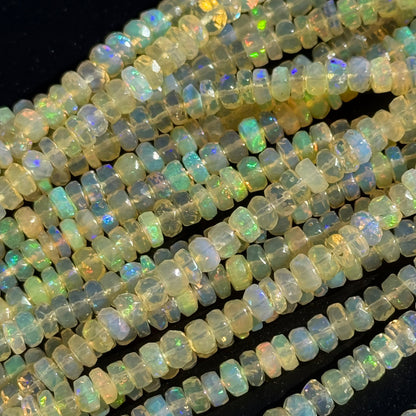 Ethiopian Opal Faceted Rondelle Gemstone Beads
