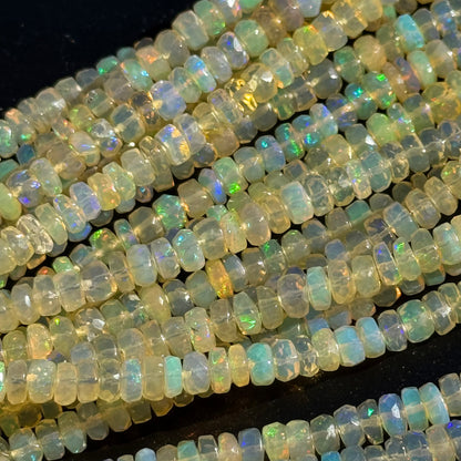 Ethiopian Opal Faceted Rondelle Gemstone Beads