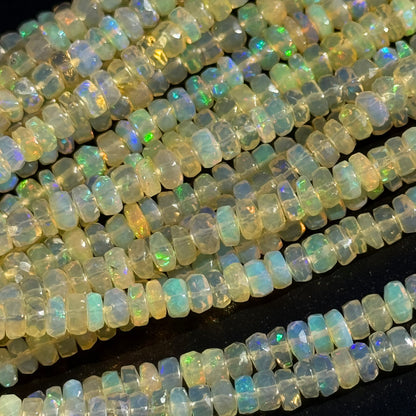 Ethiopian Opal Faceted Rondelle Gemstone Beads