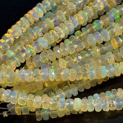Ethiopian Opal Faceted Rondelle Gemstone Beads