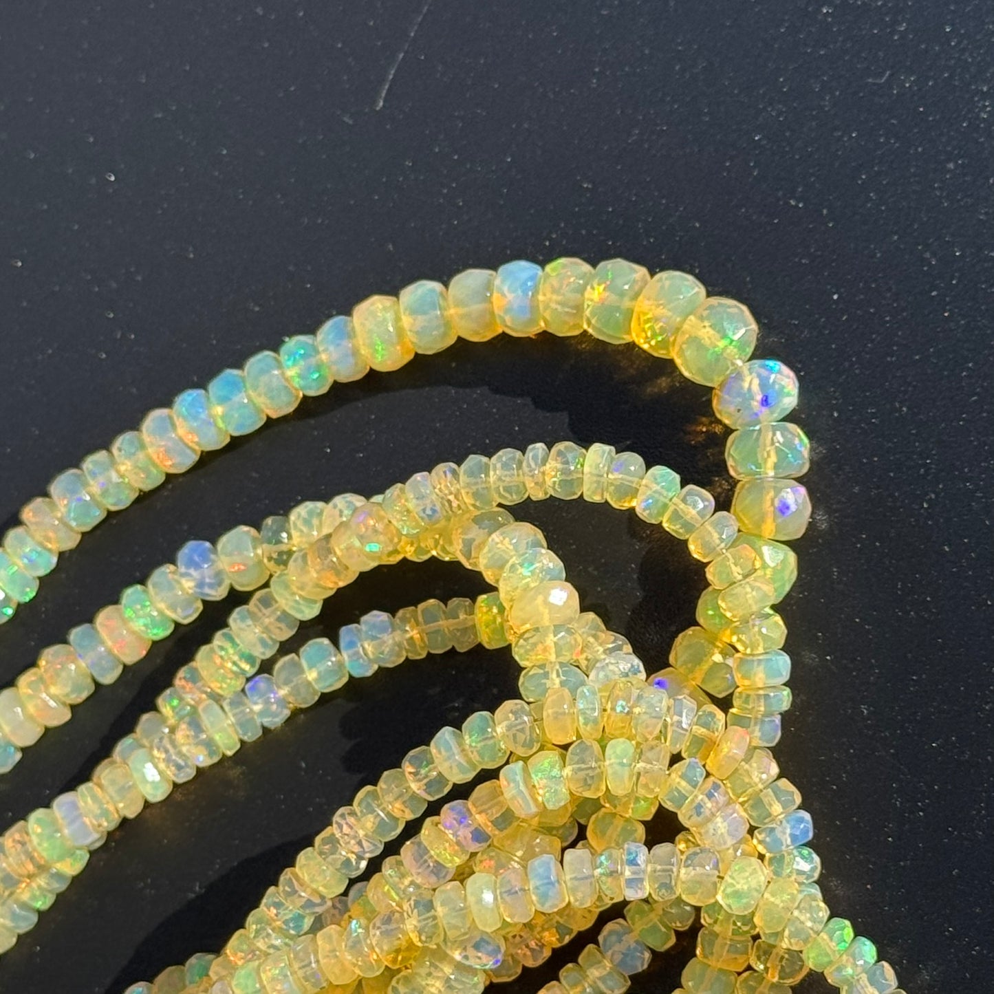 Ethiopian Opal Faceted Rondelle Gemstone Beads