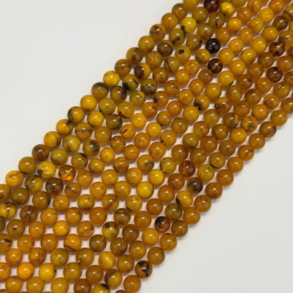 Amber Polished Round Gemstone Beads - (AA Quality)