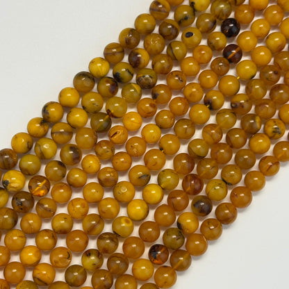 Amber Polished Round Gemstone Beads - (AA Quality)